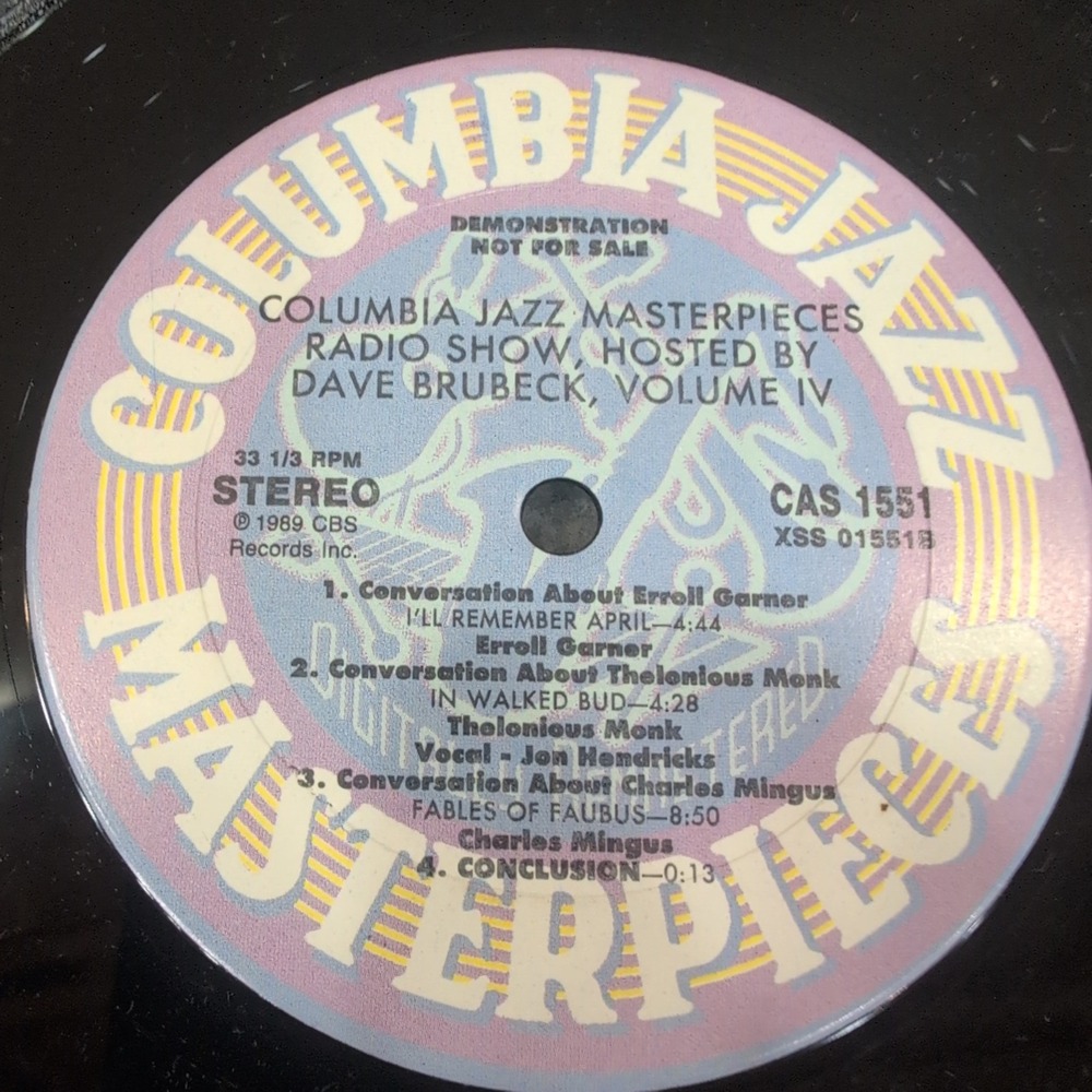 Columbia Jazz Masterpieces Radio Show Vol IV Dave Brubeck Promo Vinyl LP CAS1551 - Picture 4 of 6